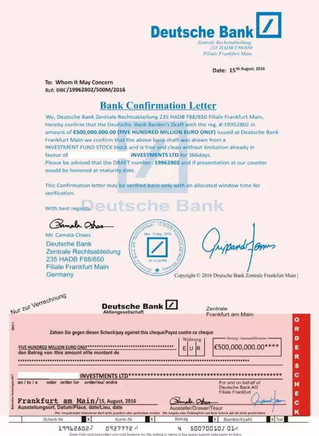 Letterhead deutsche bank 